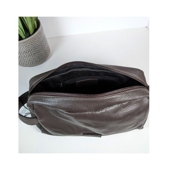 NEW MASSEI LUXURY LEATHER BROWN TOILETRY KIT BAG DOPP KIT HANDMADE ITALIAN - Picture 5 of 7